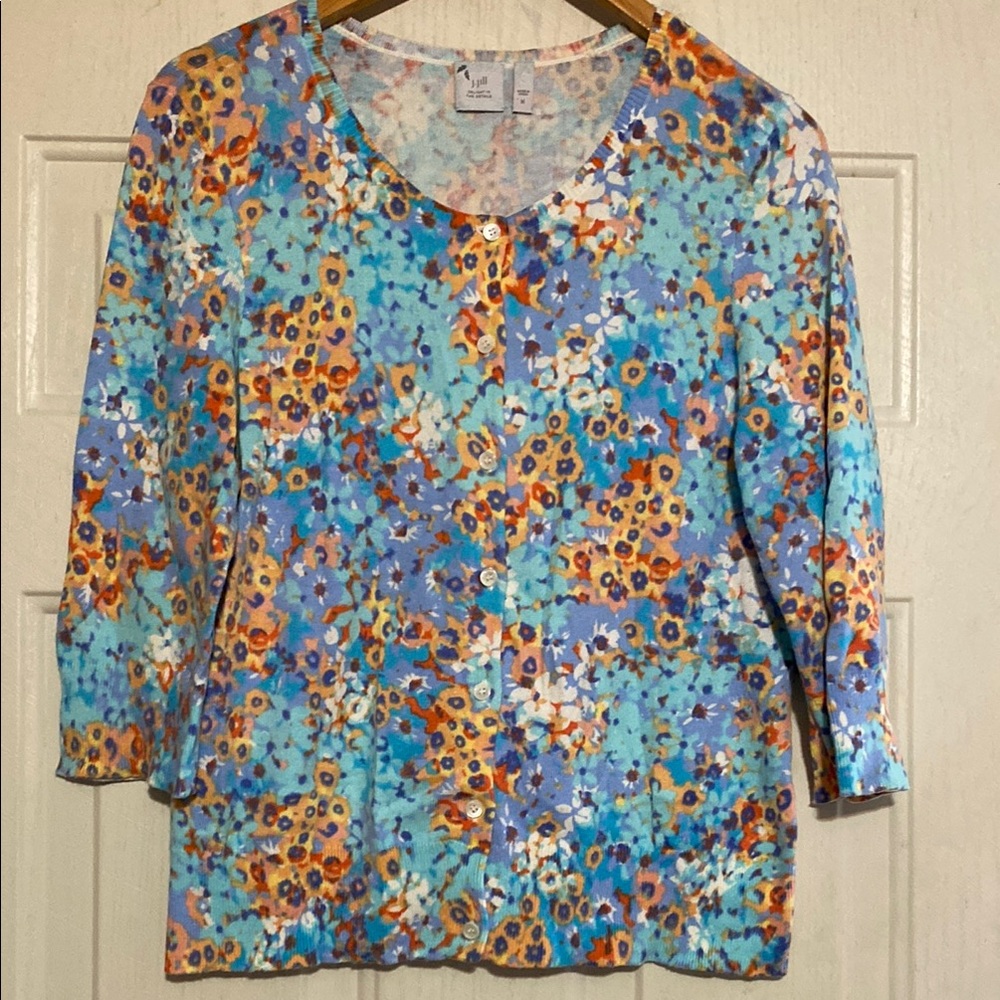 J.Jill Blue and Orange Cardigan